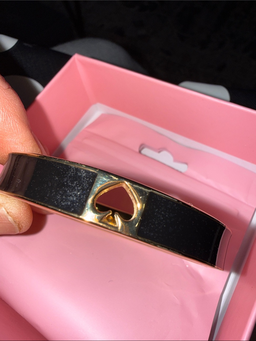kate spade Black Enamel Spade Accent Gold Bangle - Picture 6 of 8